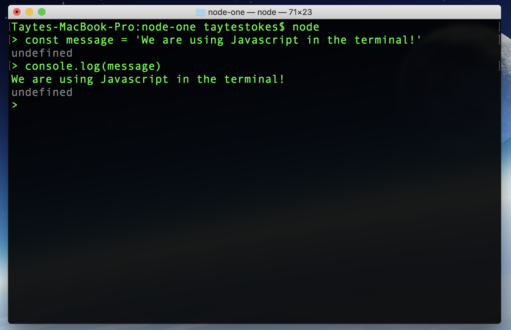 Terminal Node Syntax Back End 1 | Devmountain Foundations
